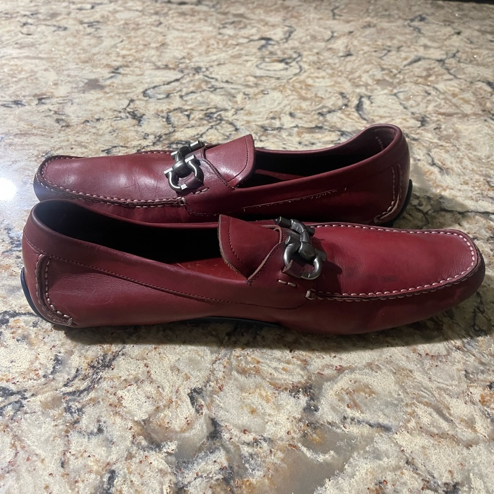 Red ferragamo moccasin shoes